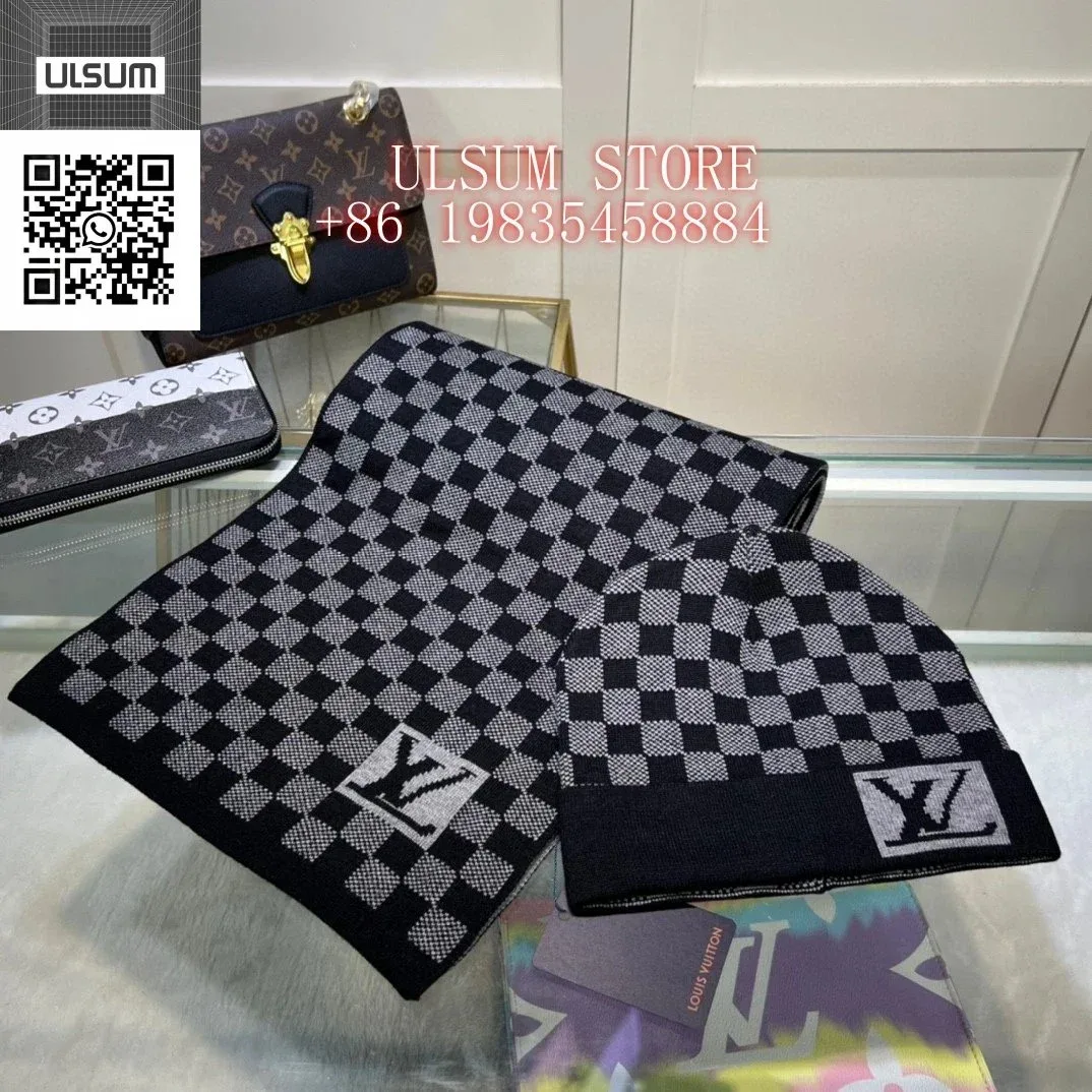Louis Vuitton Damier Scarf & Beanie Set