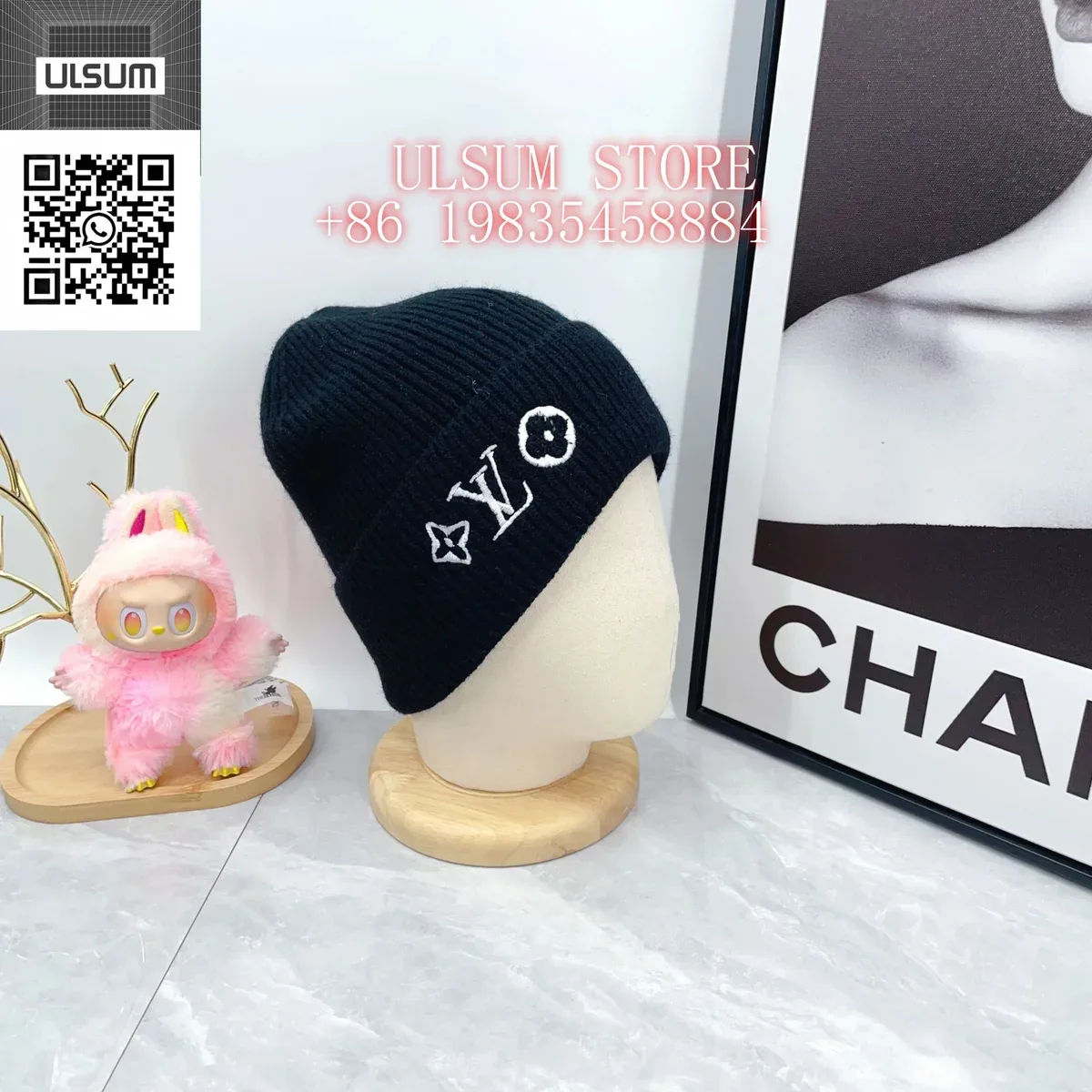 Louis Vuitton Tabi Black Embroidered Beanie