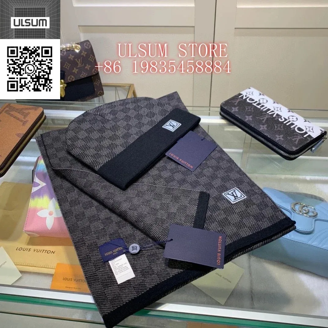 Louis Vuitton Damier Beanie & Scarf Set