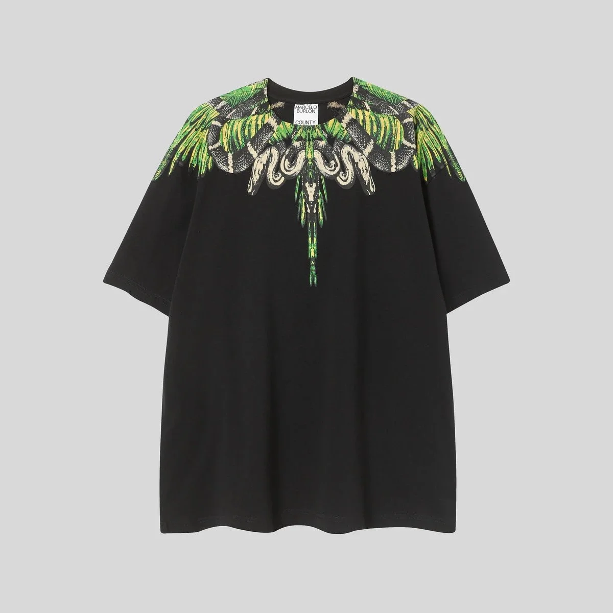 Marcelo Burlon Wings Snake Print Black T-Shirt