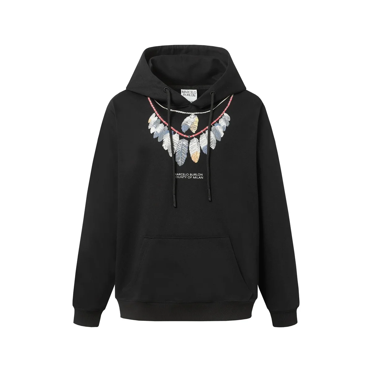 Marcelo Burlon Wings Feather Print Black Hoodie