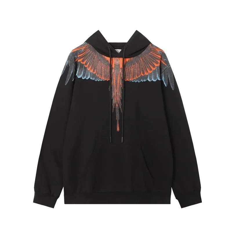 Marcelo Burlon Wings Black Orange Wing Print Hoodie
