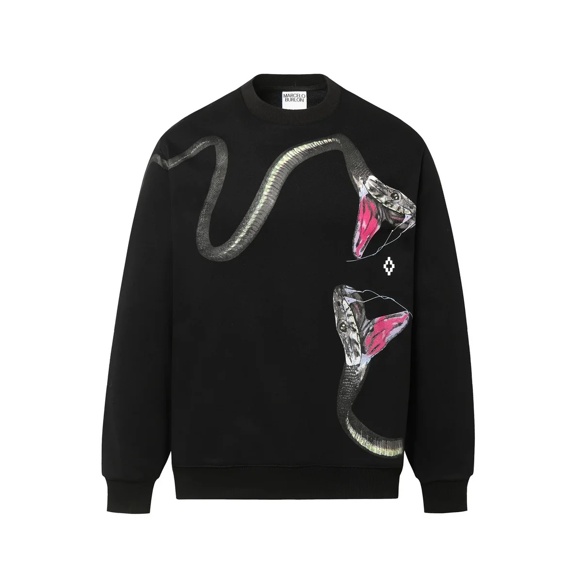 Marcelo Burlon Wings Snake Print Black Sweatshirt