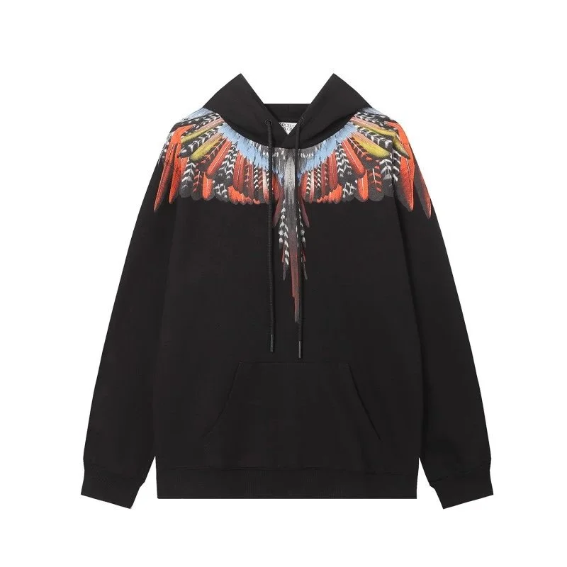 Marcelo Burlon Wings Black Feather Print Hoodie