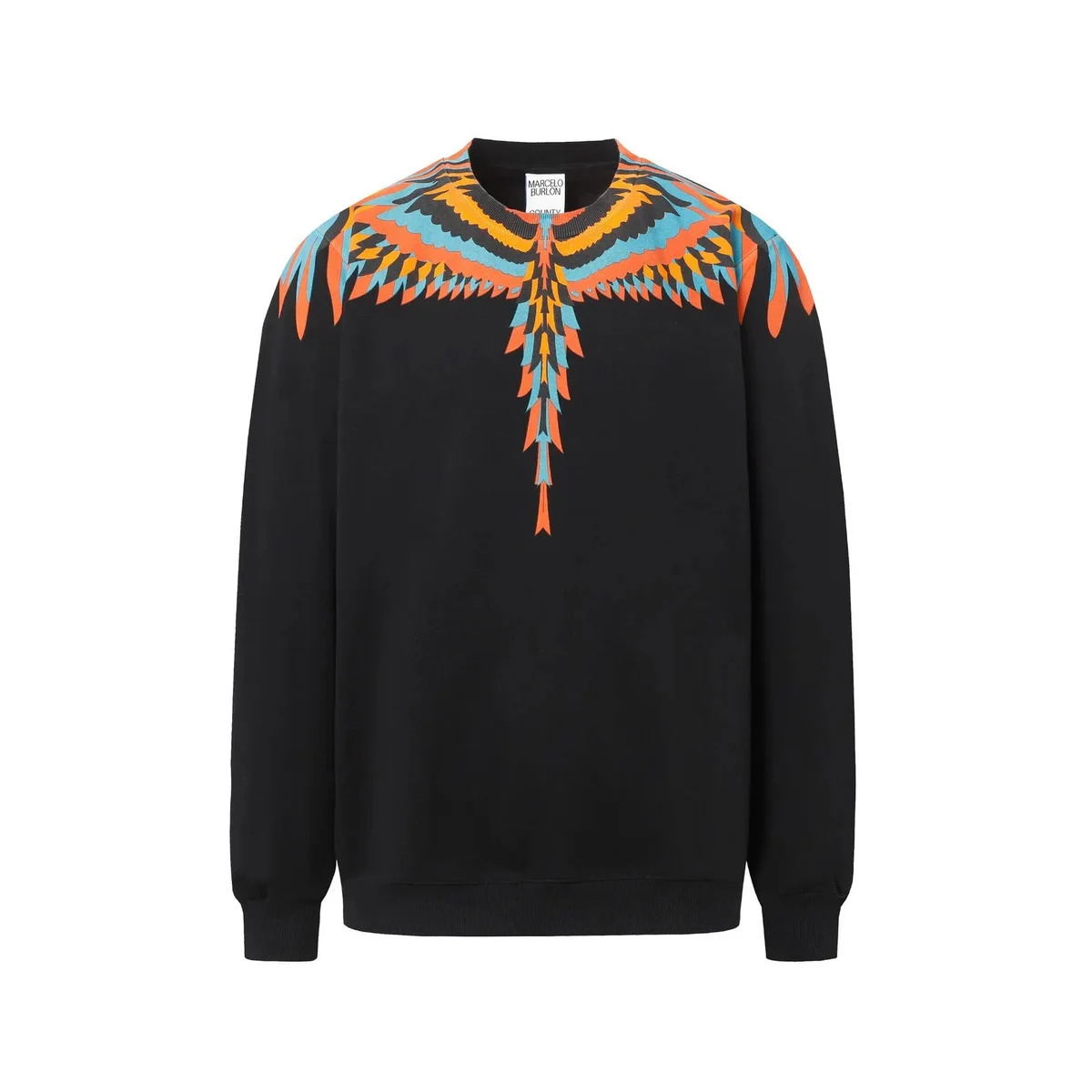 Marcelo Burlon Wings Black Orange Graphic Sweatshirt