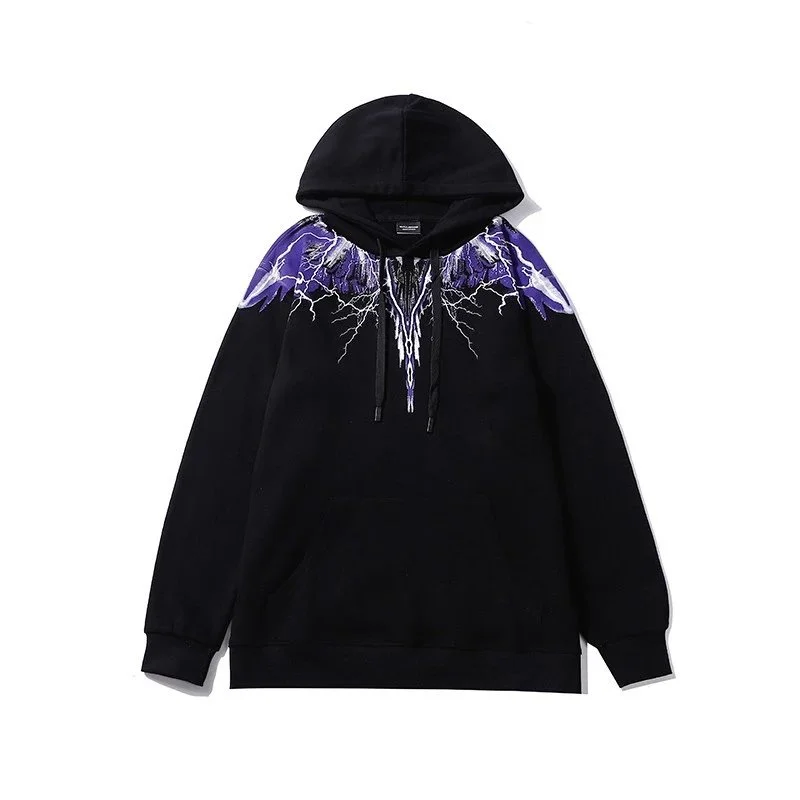 Marcelo Burlon Wings Black Purple Graphic Hoodie