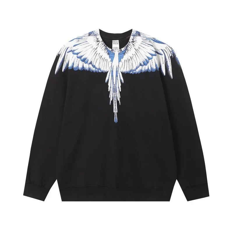 Marcelo Burlon Wings Black Blue Graphic Sweatshirt