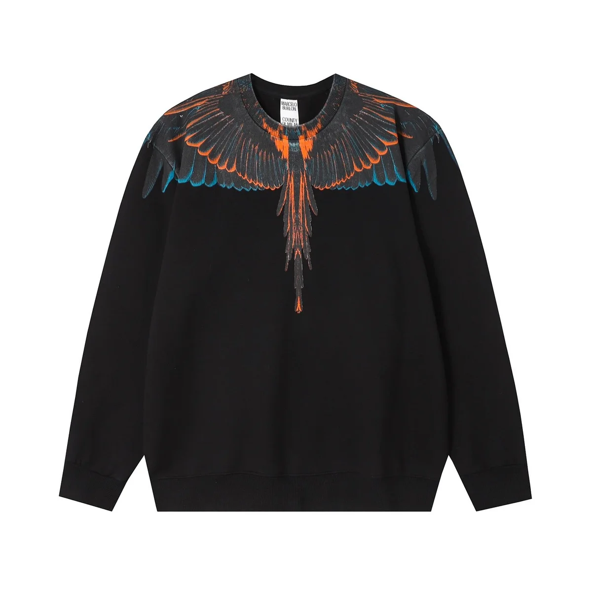 Marcelo Burlon Wings Black Orange Graphic Sweatshirt