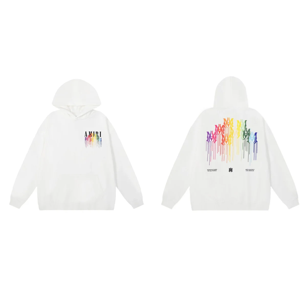 Amiri Rainbow Drip Hoodie White Casual