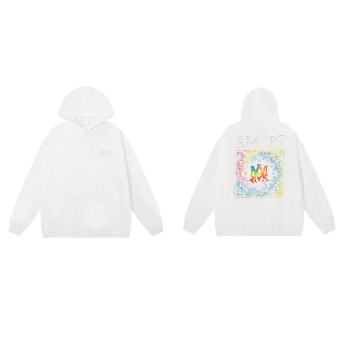 Amiri White AMRI Hoodie with Rainbow Print