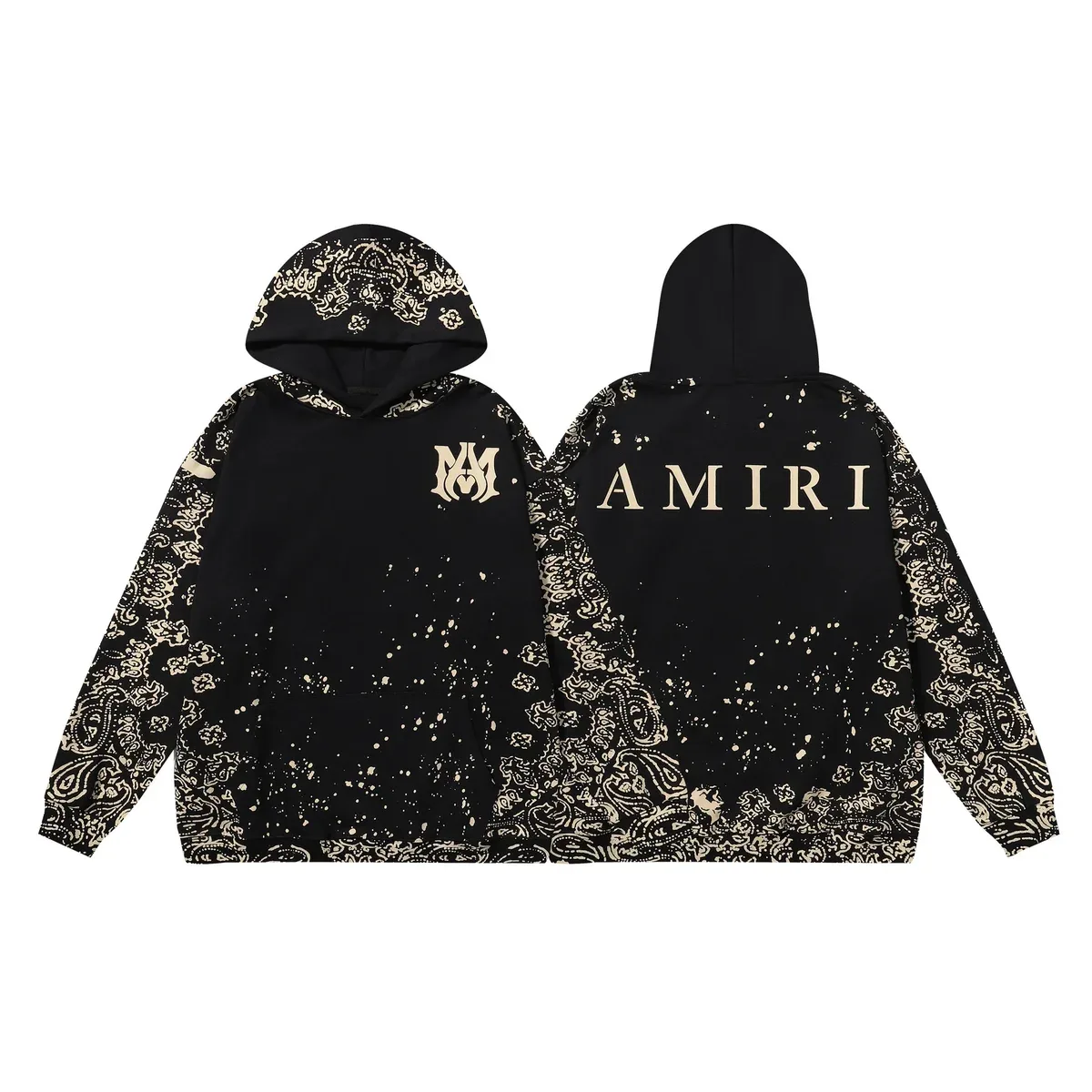 Amiri Black & Gold Paisley Hoodie