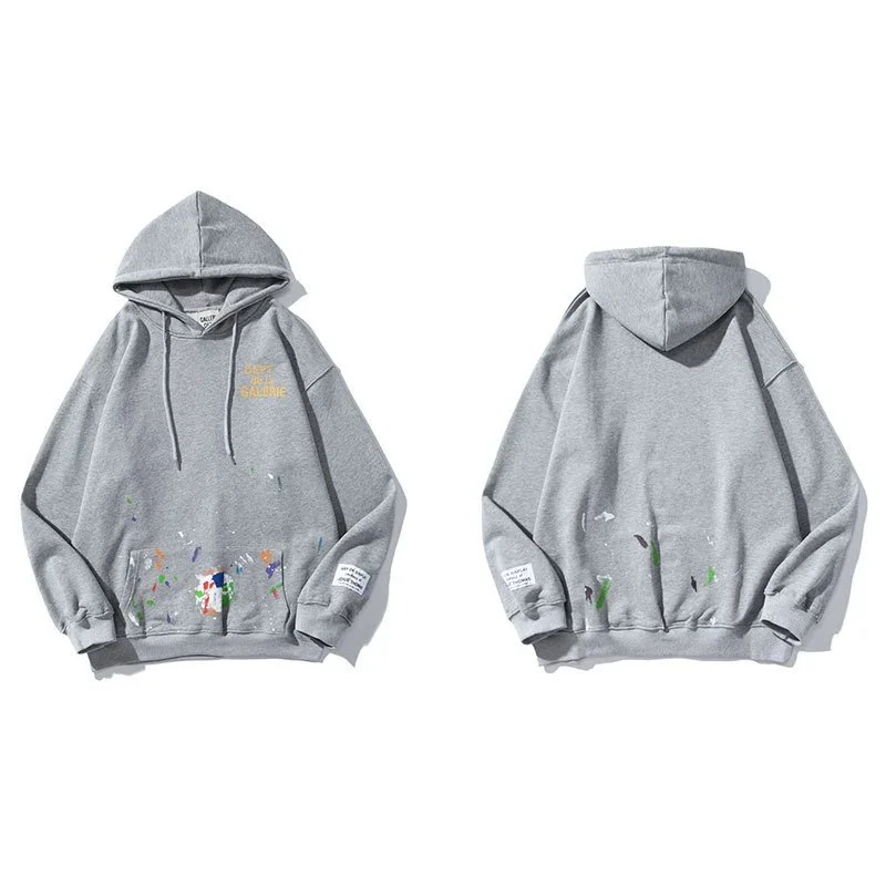 Unisex Grey Paint Splatter Hoodie