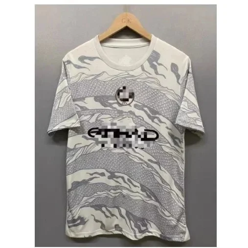 Unisex White & Grey Dragon Print T-Shirt