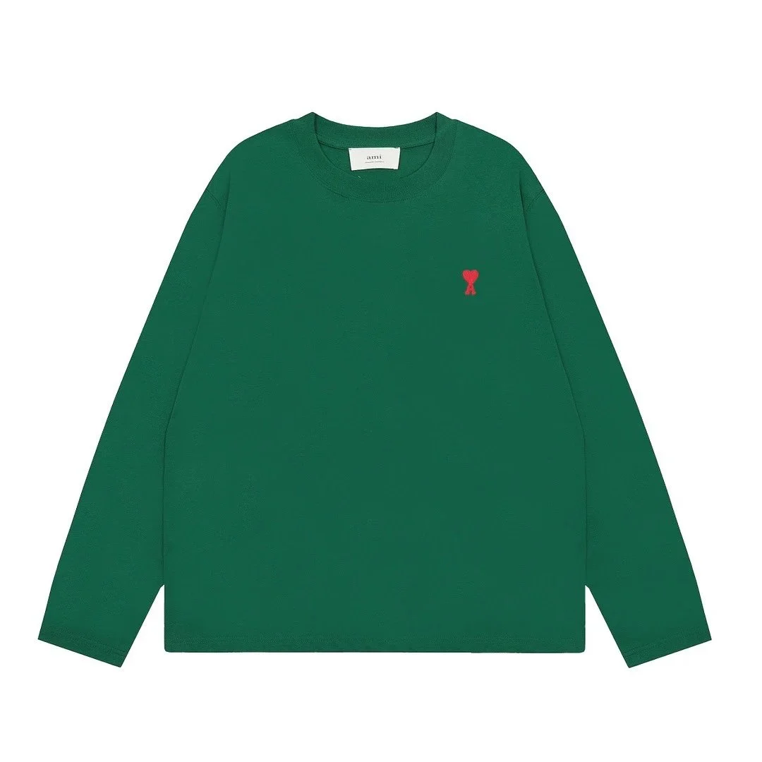 Ami Paris Small Logo Deep Green Long Sleeve T-Shirt