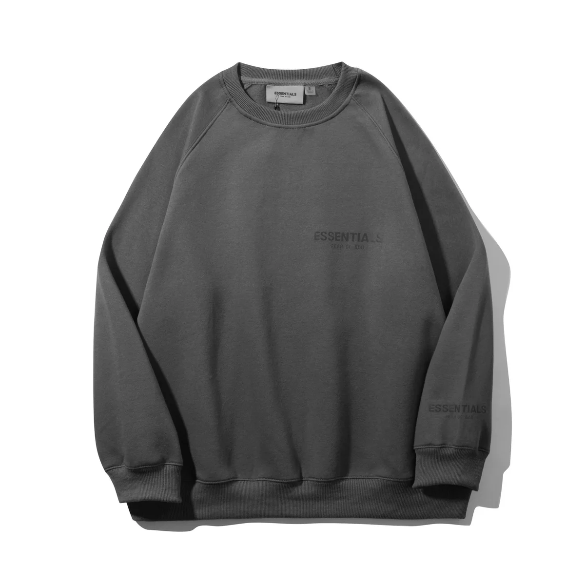 Fear of God Essentials Small Logo Grey Round Neck Sweatshirt
