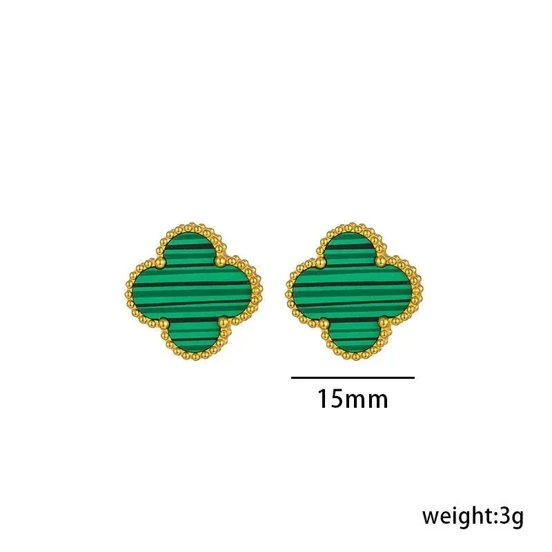 Green Clover Stud Earrings