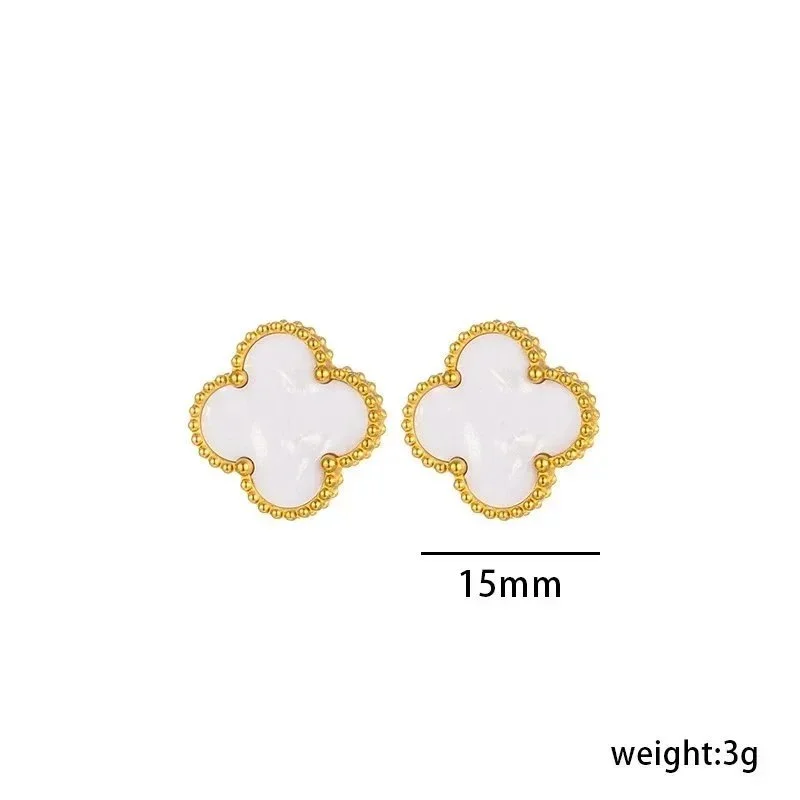 Clover Leaf Stud Earrings White Gold Accents Jewelry