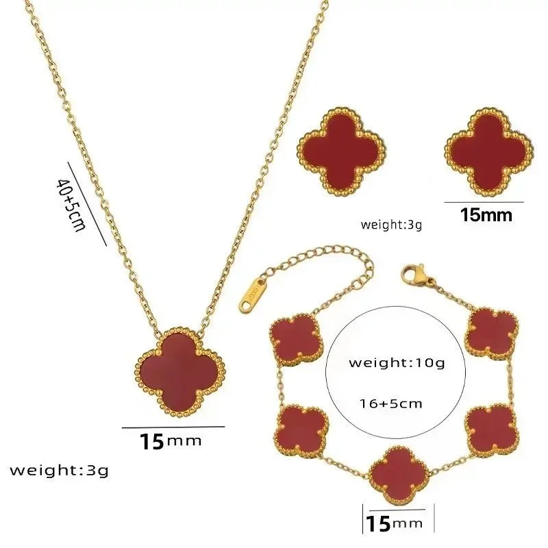 Van Cleef & Arpels Alhambra Red Clover Jewelry Set