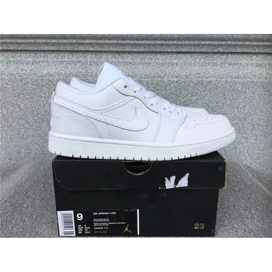 Nike Air Jordan 1 Low White Leather Sneakers