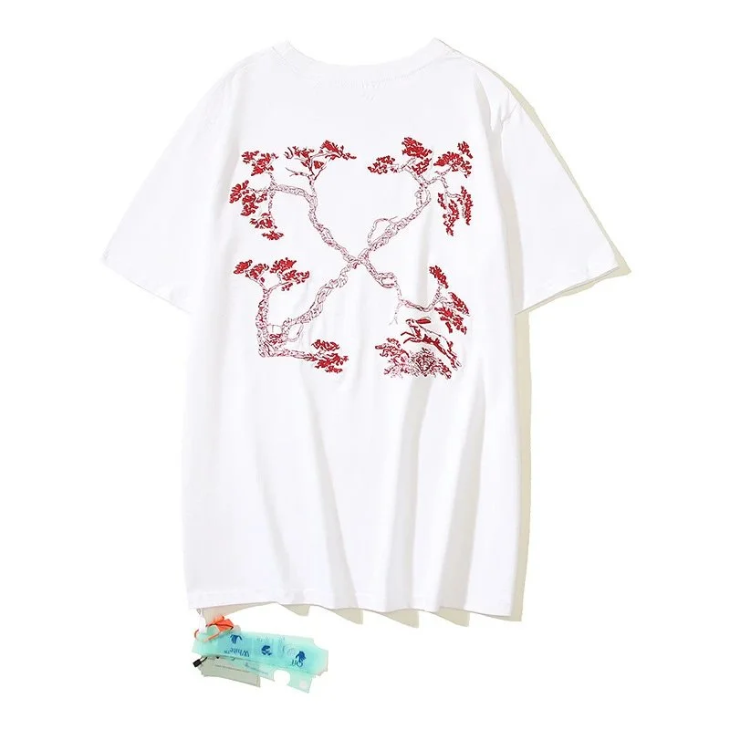 White Red Tree Print T-Shirt