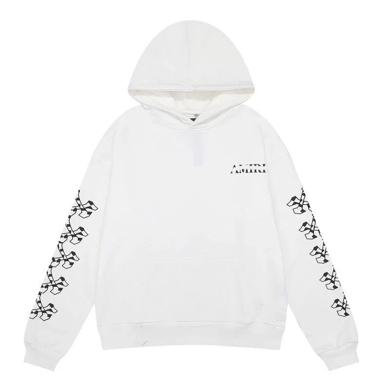 White Anywhere Hoodie with Patterned Sleeves