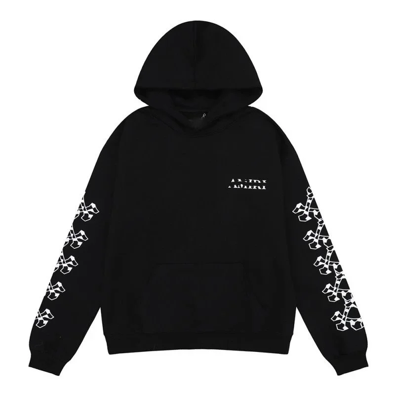Black White Graphic Print Hoodie