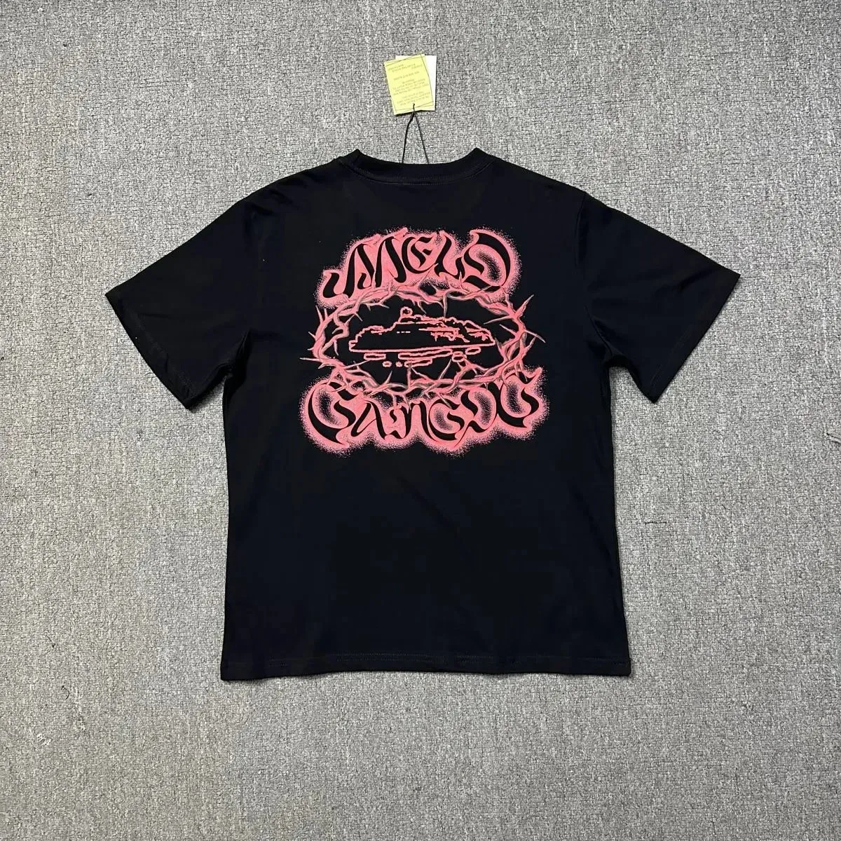 Black 'Angels Gang' Printed T-Shirt