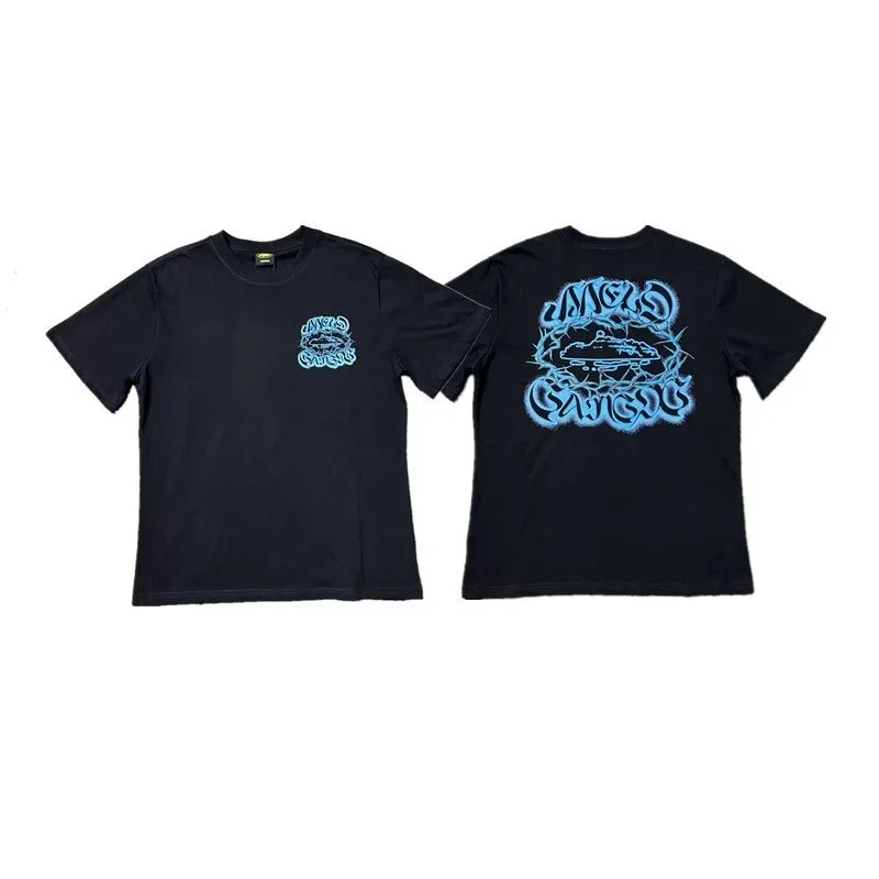 Black Mers Suicide T-Shirt with Blue Graphic