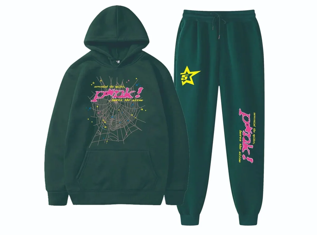 Dark Green 'Prik! Here's the Slime' Tracksuit Set