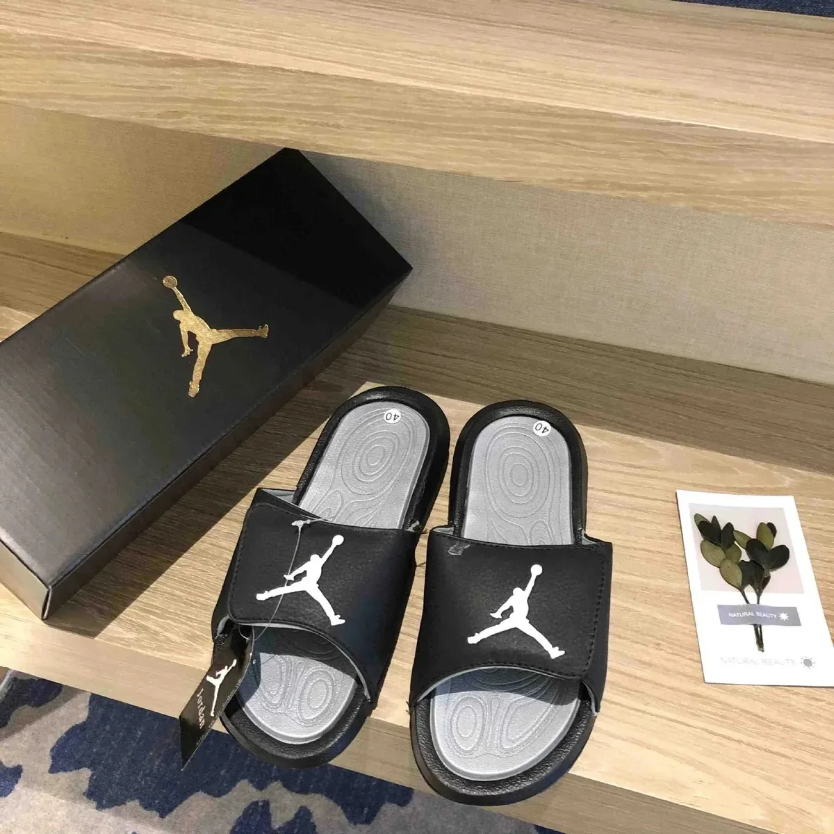 Nike Air Jordan Slip-On Black White Sandals