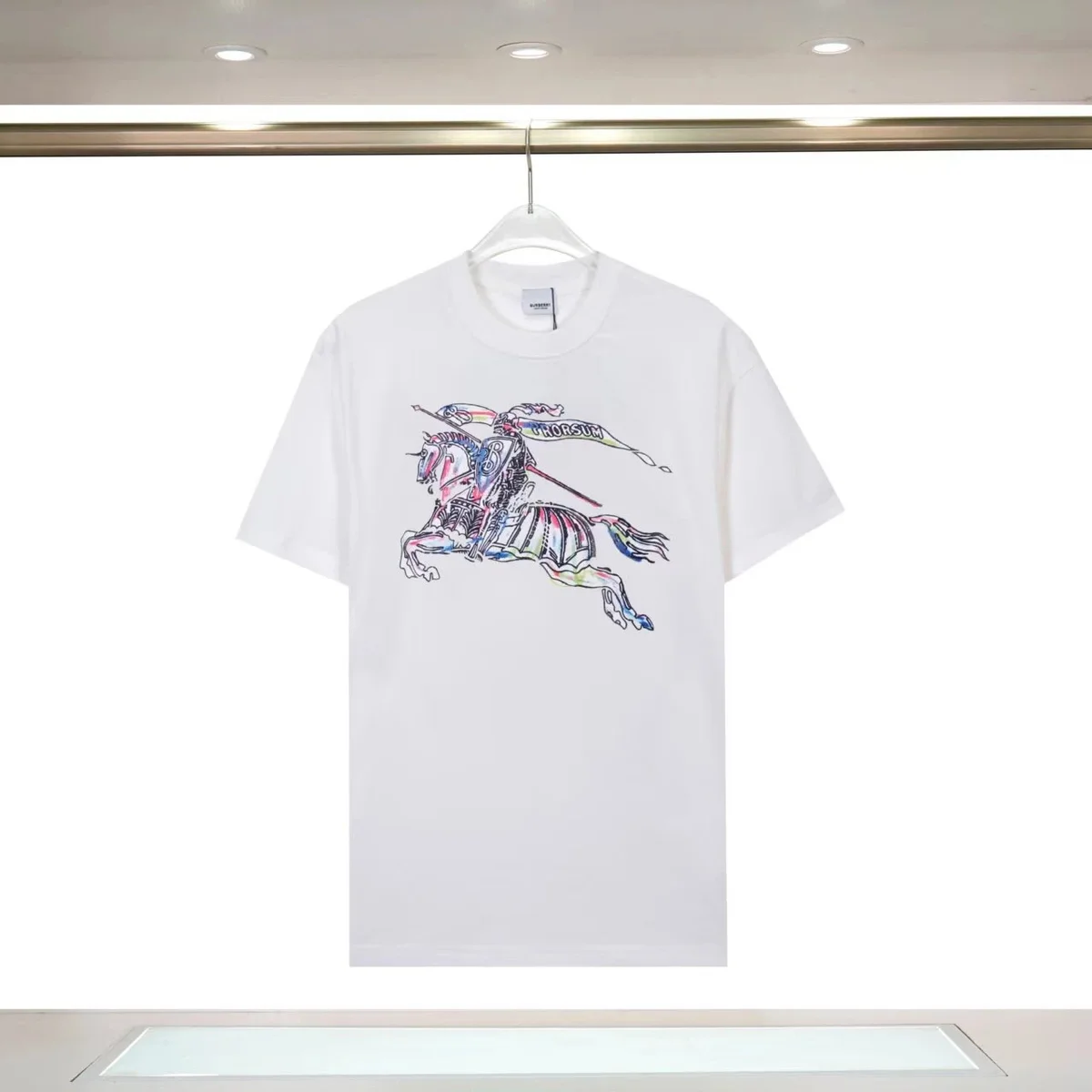 Burberry White Knight Print T-Shirt