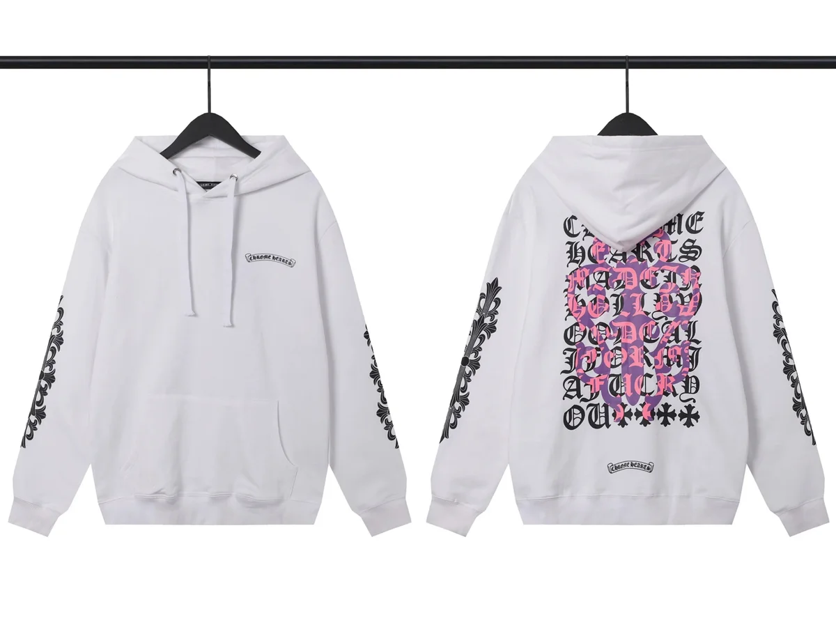Chrome Hearts White Gothic Print Hoodie