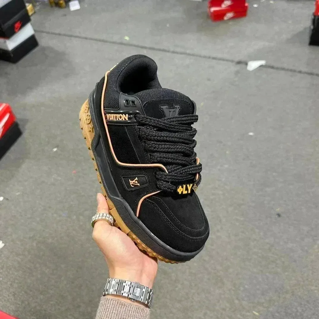 Louis Vuitton LV Trainer Black & Gold Sneakers