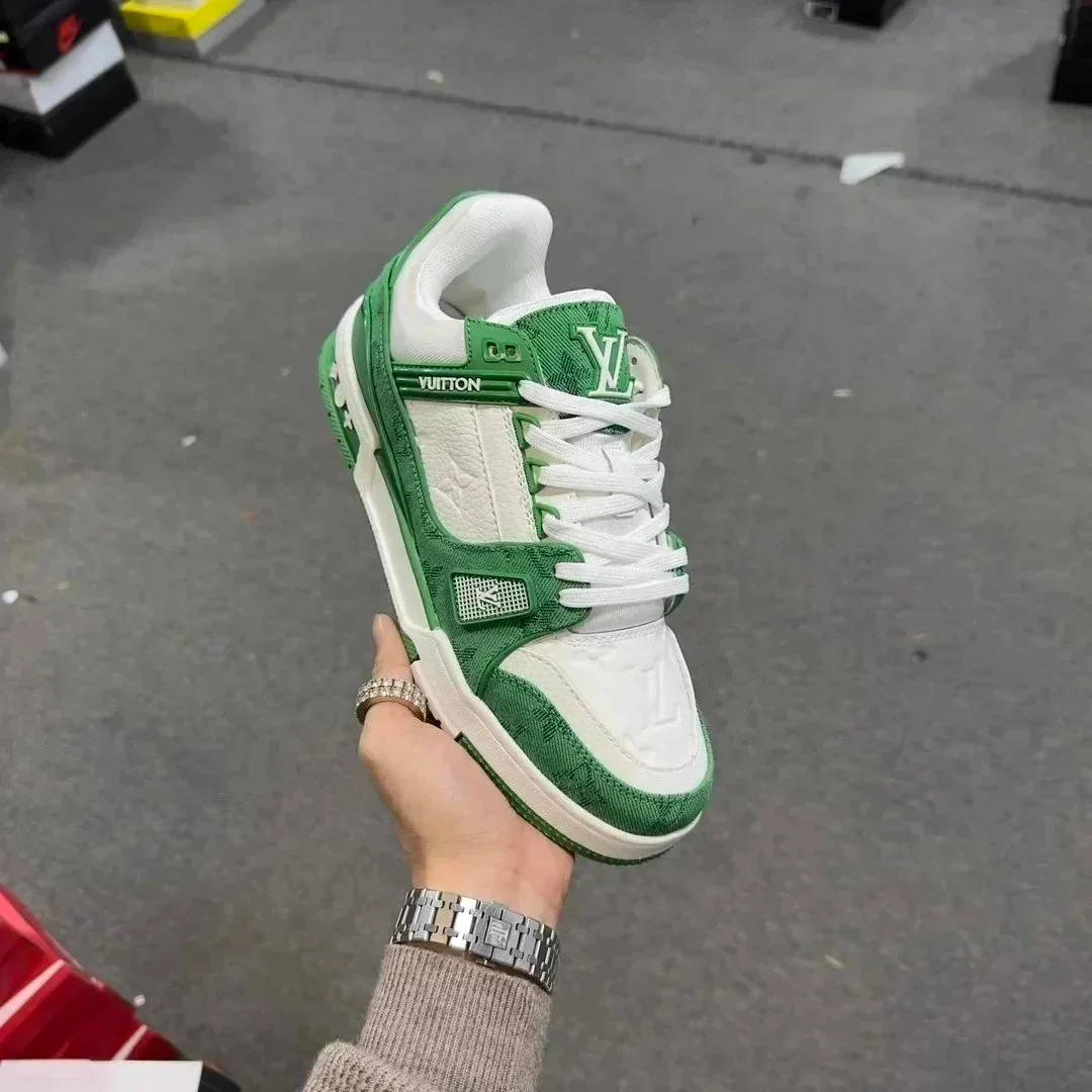 Louis Vuitton LV Trainer Green & White Sneakers