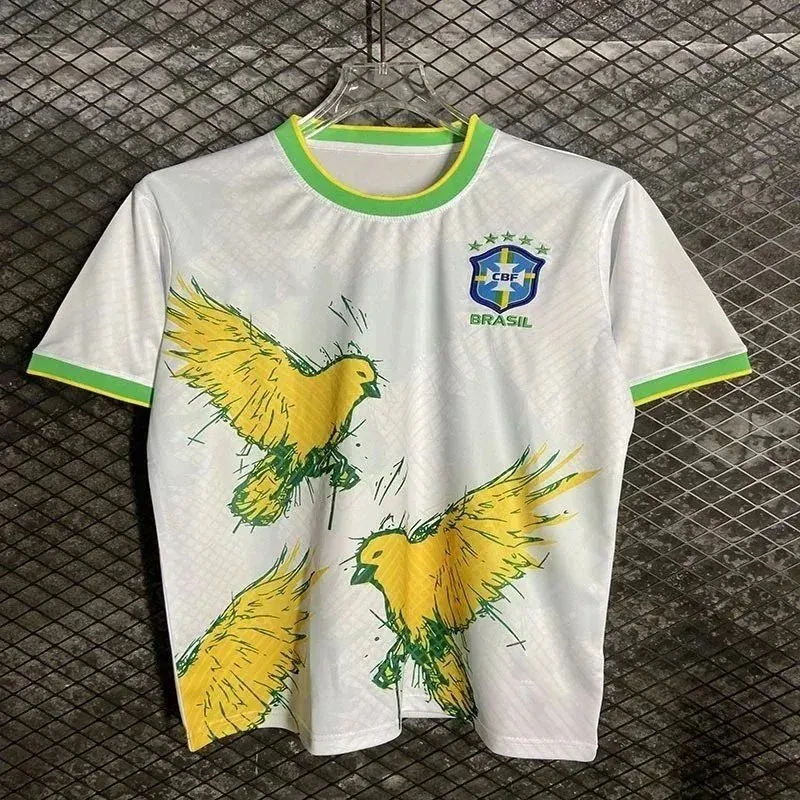 Brazil National Team Jersey White Green Sporty T-Shirt