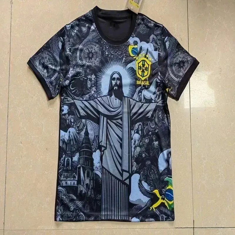 Adidas Classic Football Brazil Jersey Black/Blue T-Shirt