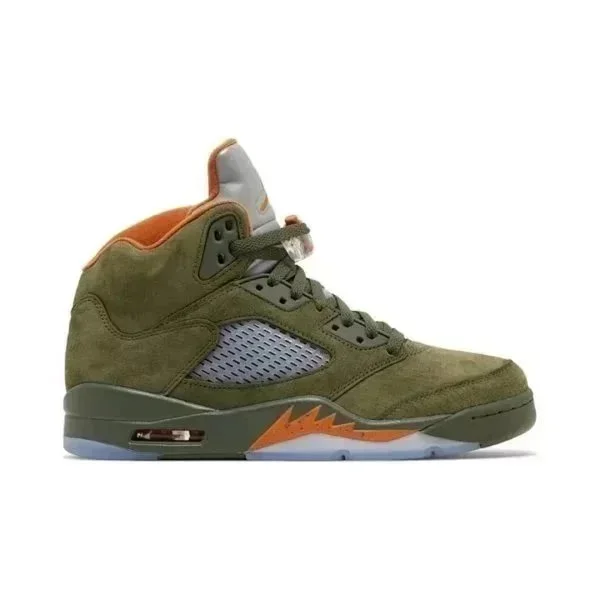 Nike Air Jordan 5 Olive Green Orange Sneakers