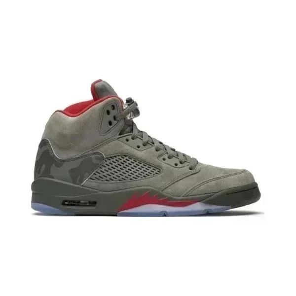Nike Air Jordan 5 Grey Camo Red Sole Sneakers