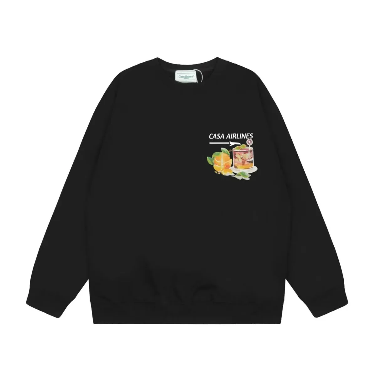 Black 'Casa Airlines' Printed Sweatshirt