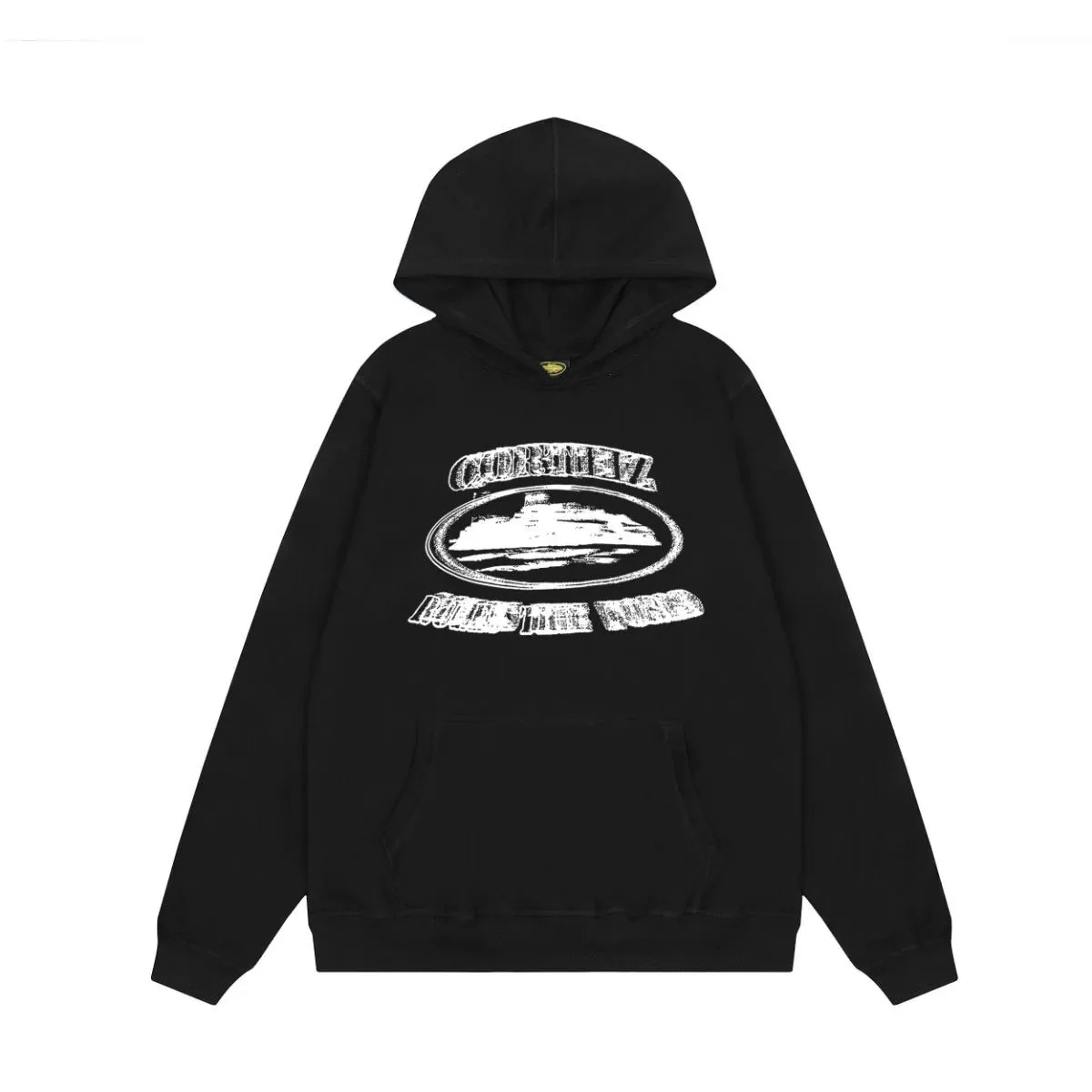 Black 'Coronet' Hoodie with Distressed Graphic