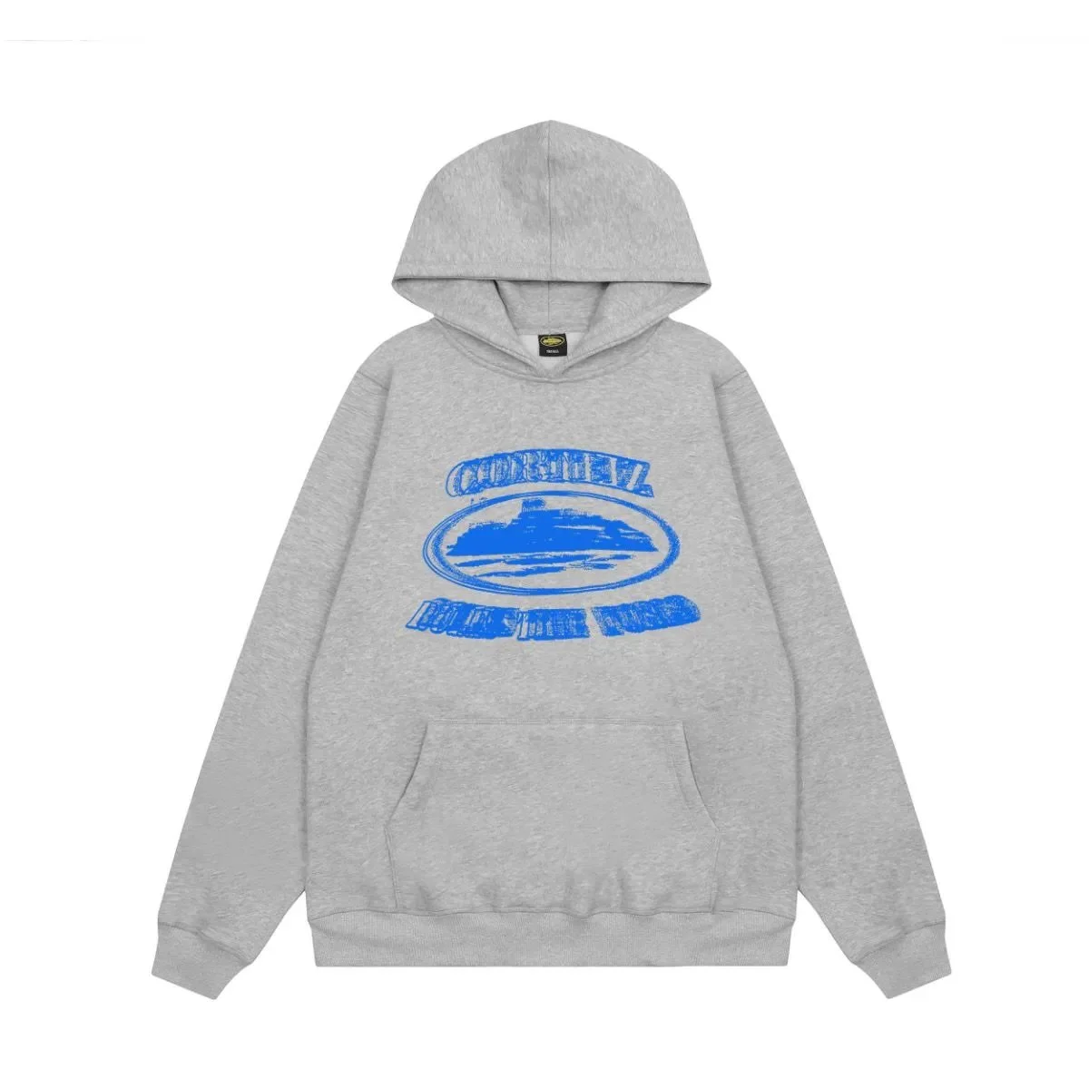 Grey Blue Print Hoodie Sweatshirt
