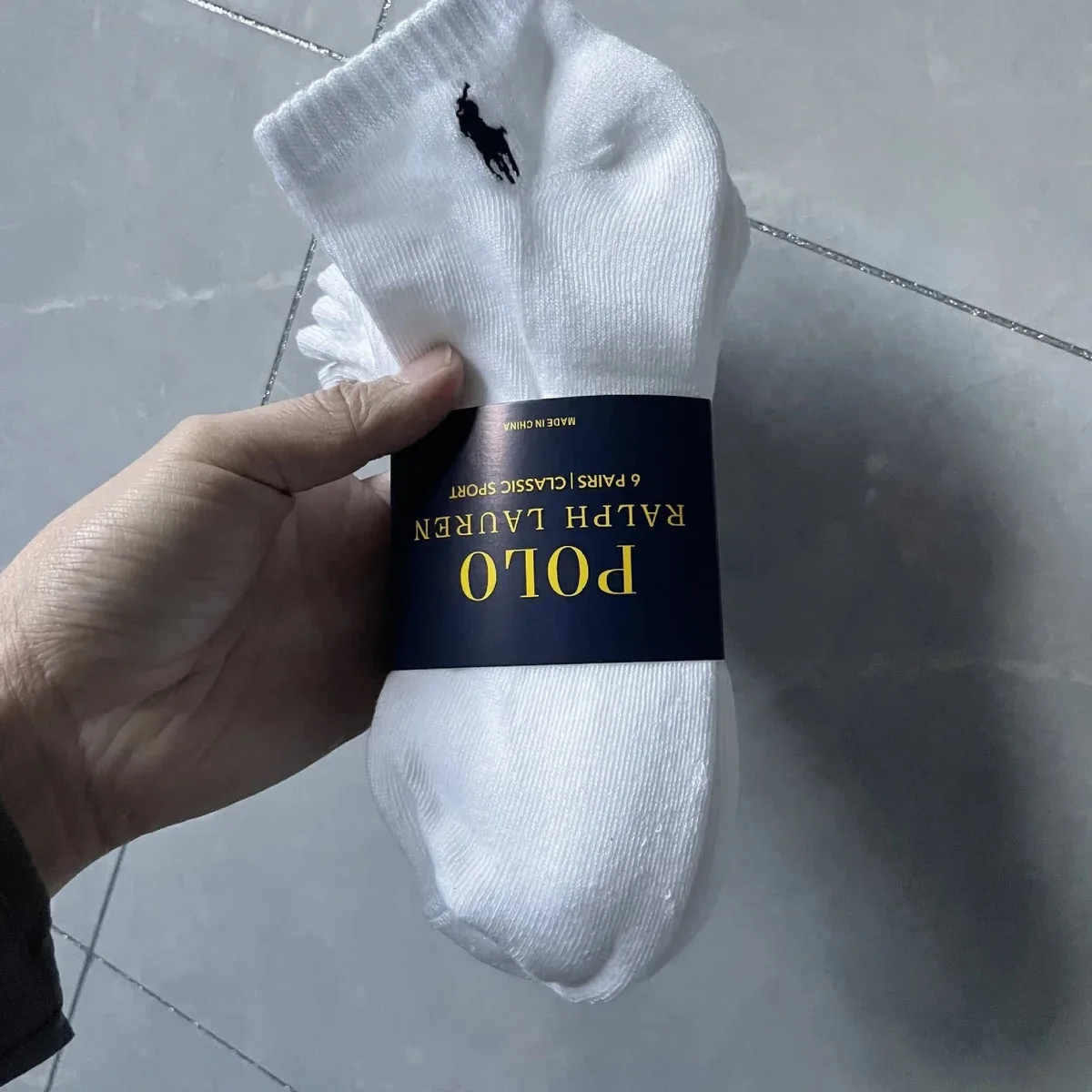 Ralph Lauren Classic Sport LF White 1 Color Crew Socks