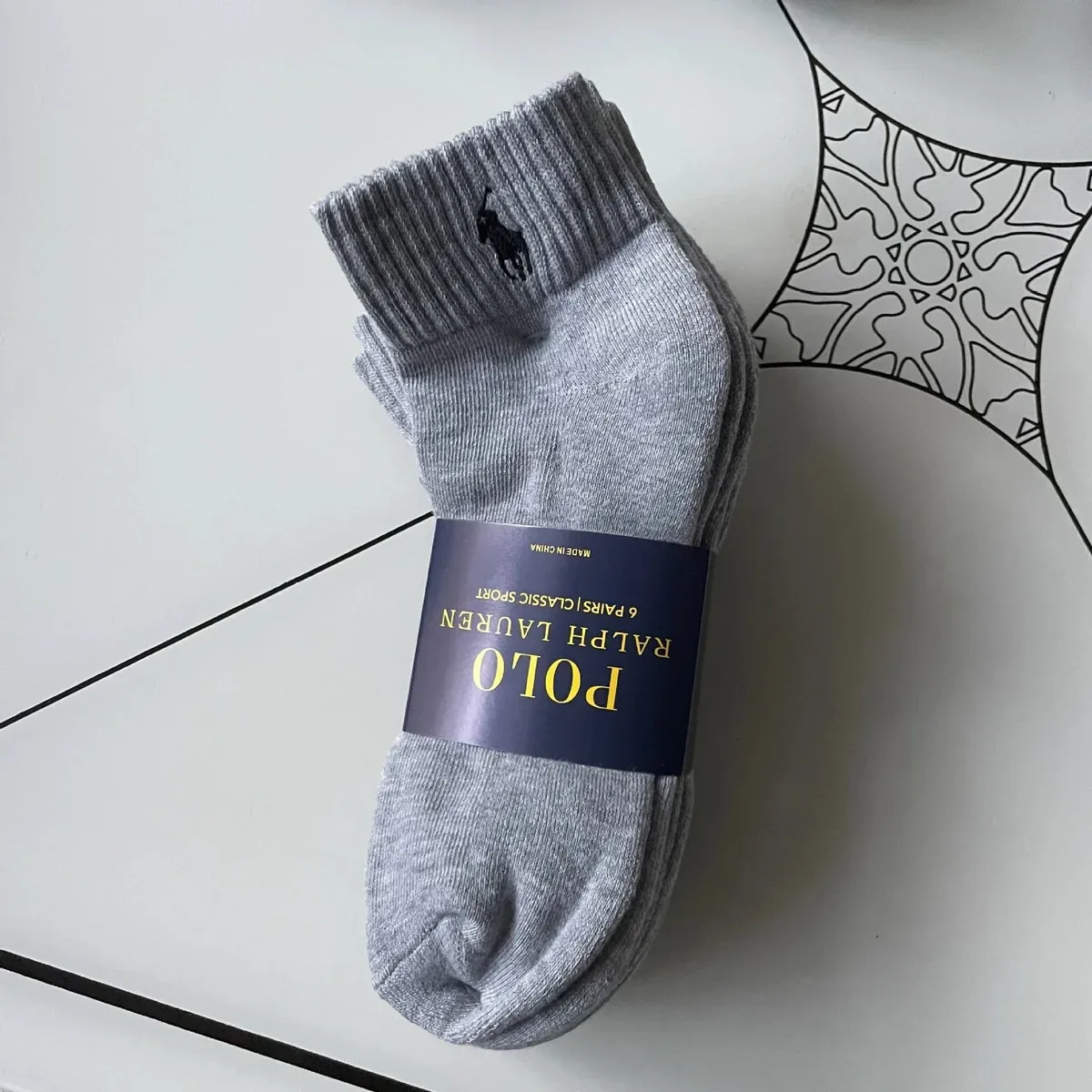 Polo Ralph Lauren Grey Mid-Calf Socks 6-Pack