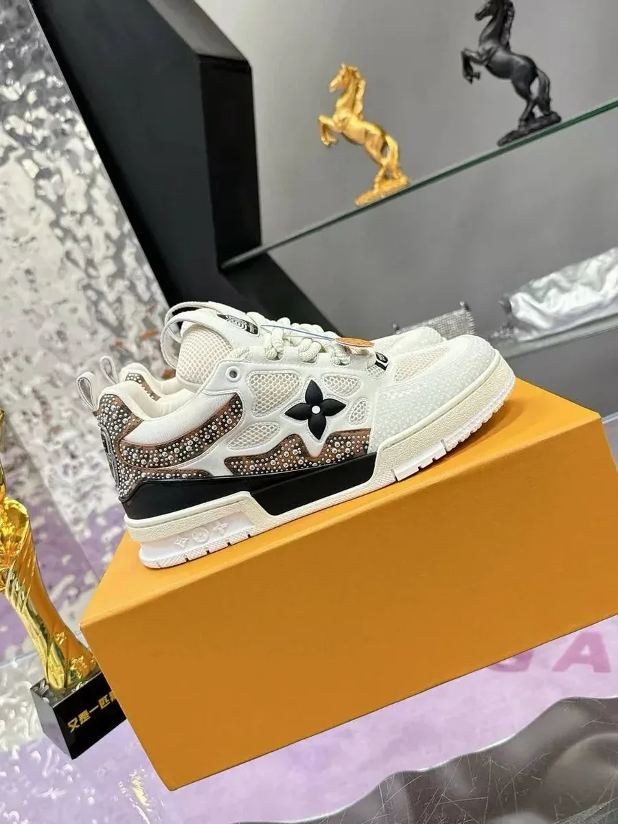 Louis Vuitton LV Trainer White Crystal Embellished Sneakers