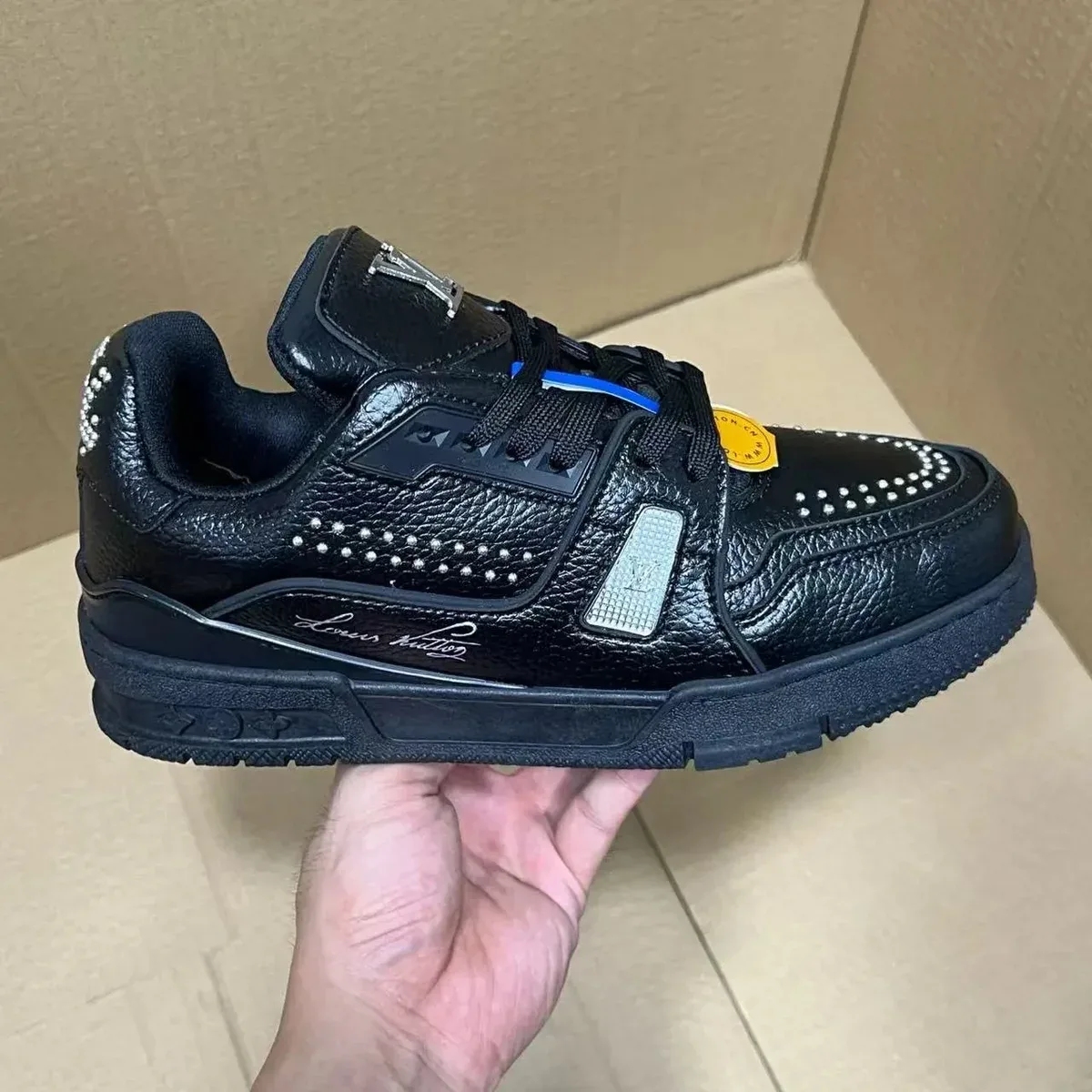 Louis Vuitton LV Trainer Black Crystal Sneakers