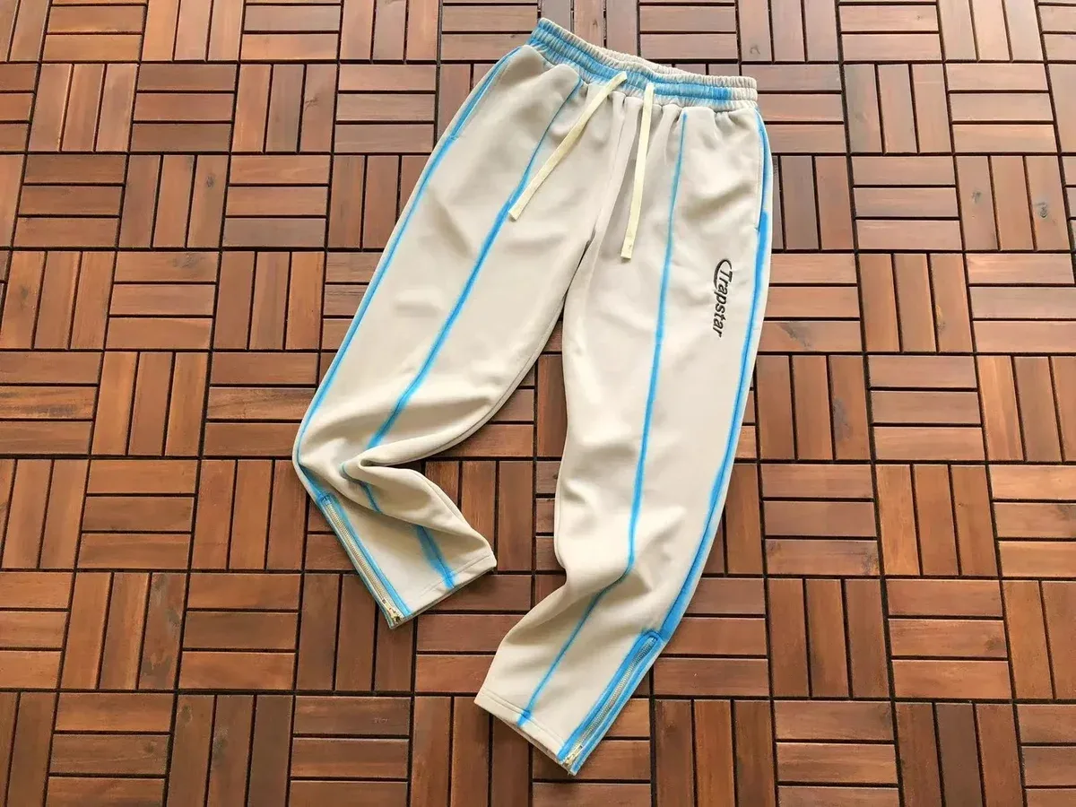 Trapstar Beige & Blue Striped Track Pants