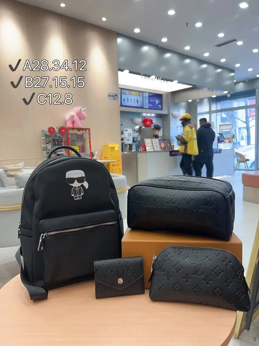 Louis Vuitton Neverfull Monogram Backpack Set Black