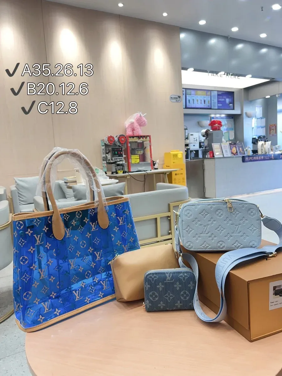 Louis Vuitton Neverfull Monogram Blue Tote Bag