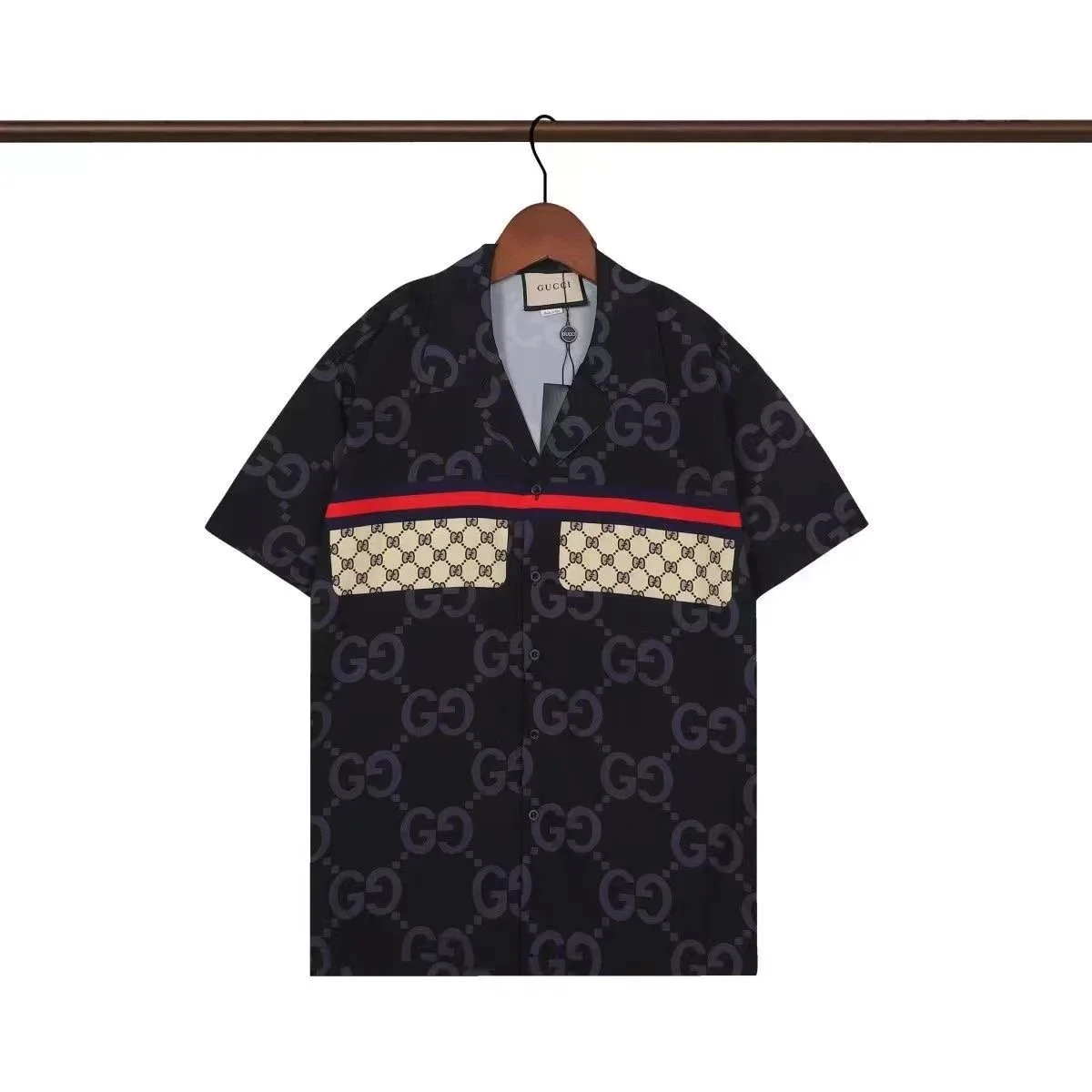 Gucci GG Monogram Navy Short-Sleeve Shirt