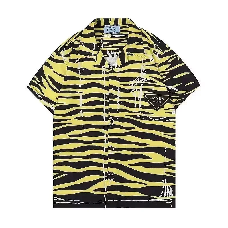 Prada Tiger Stripe Yellow & Black Short Sleeve Shirt